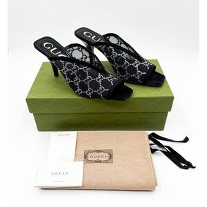 Gucci Tom GG Crystal Embellished Mesh Slide Sandals Mules EU 38.5 US 8.5
